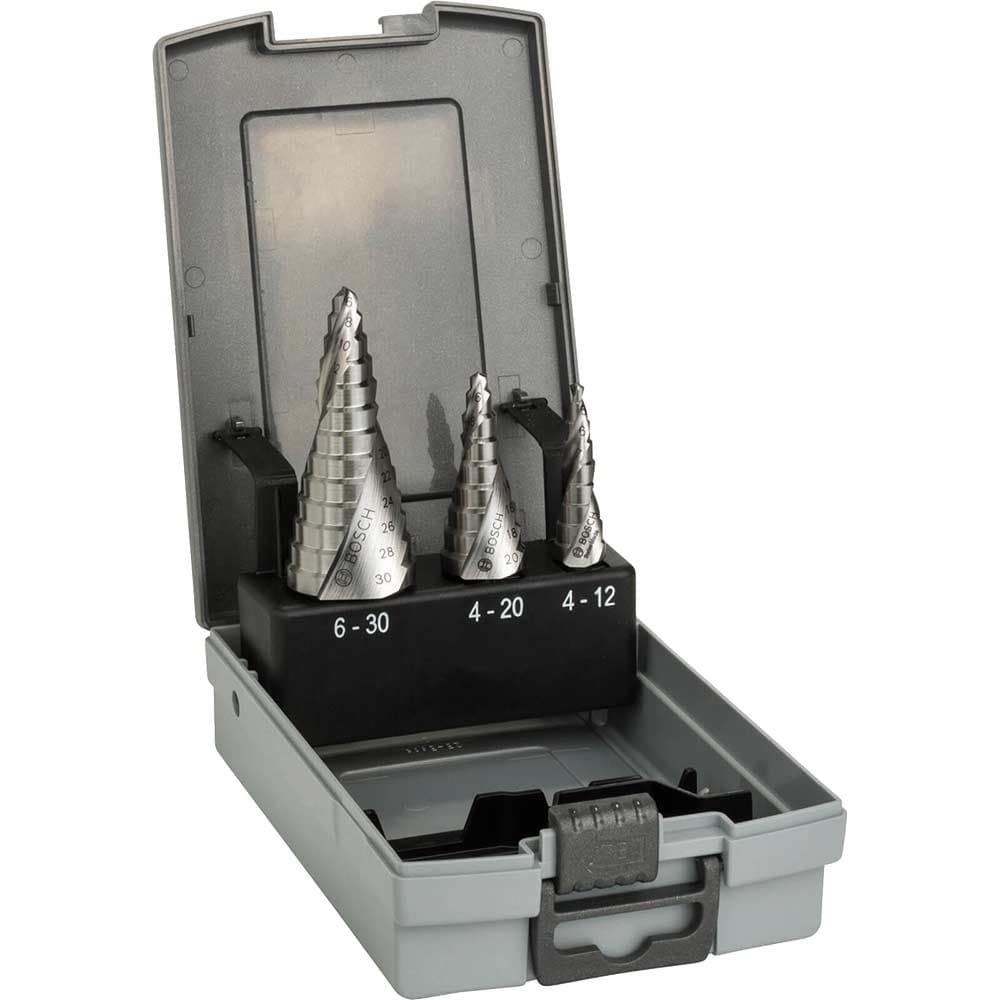 3 Piece HSS Step Drill Bit Set