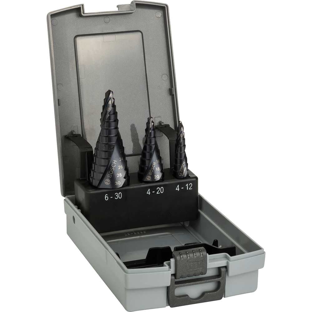 3 Piece HSS AlTiN Step Drill Bit Set