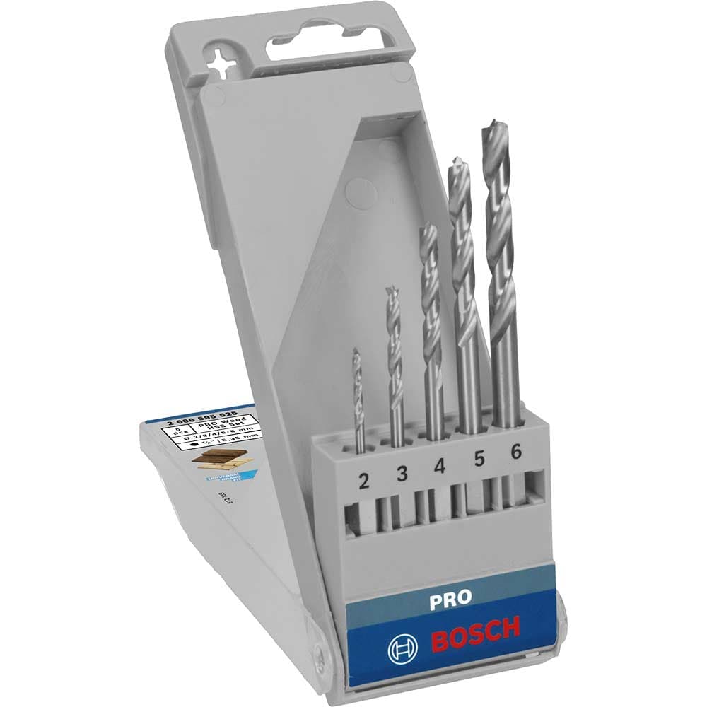 PRO 5 Piece Hex Shank Brad Point Wood Drill Bit Set