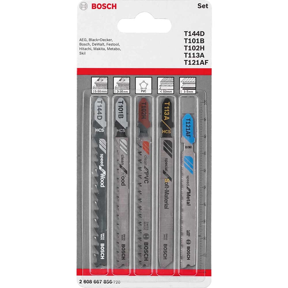 5 Piece Jigsaw Blade Set Wood Plastic Metal Soft Materials