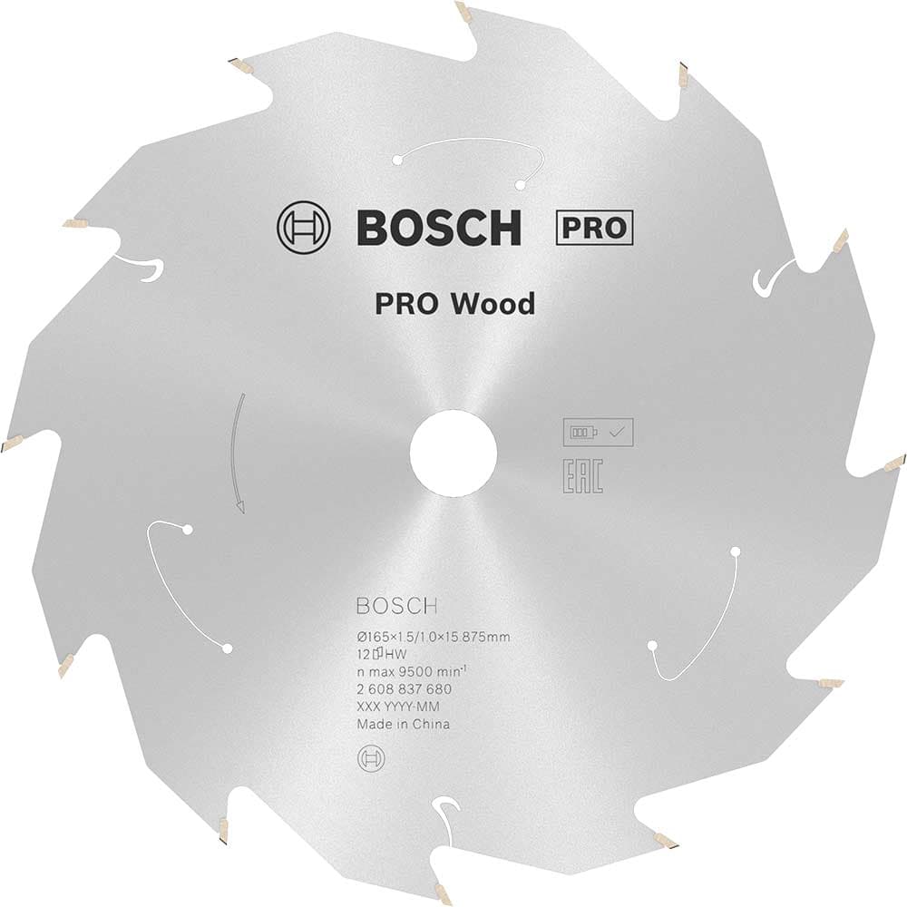 PRO Cordless Wood Cutting Circular Saw Blade 165mm 12T 15.875mm