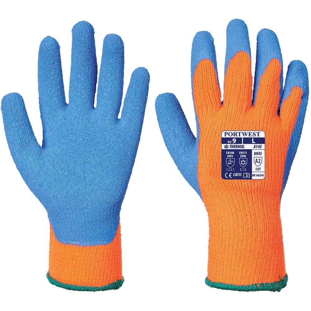 Portwest Latex Grip Gloves for Cold Conditions Orange / Blue L