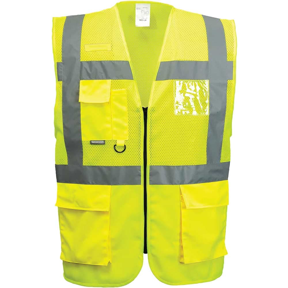 Portwest Madrid Hi Vis Half Mesh Executive Vest Yellow S