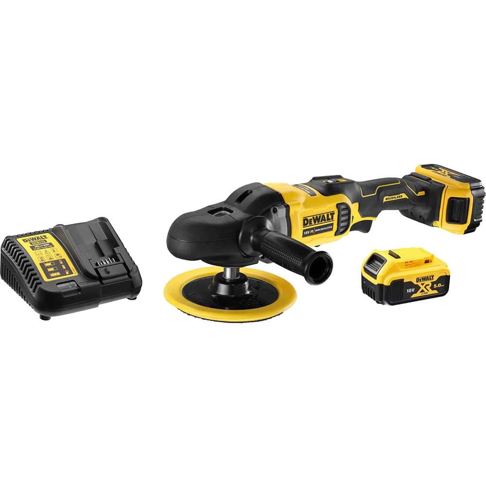 DeWalt DCM849 18v XR Cordless Brushless Rotary Polisher 2 x 5ah Li-ion Battery Charger Case