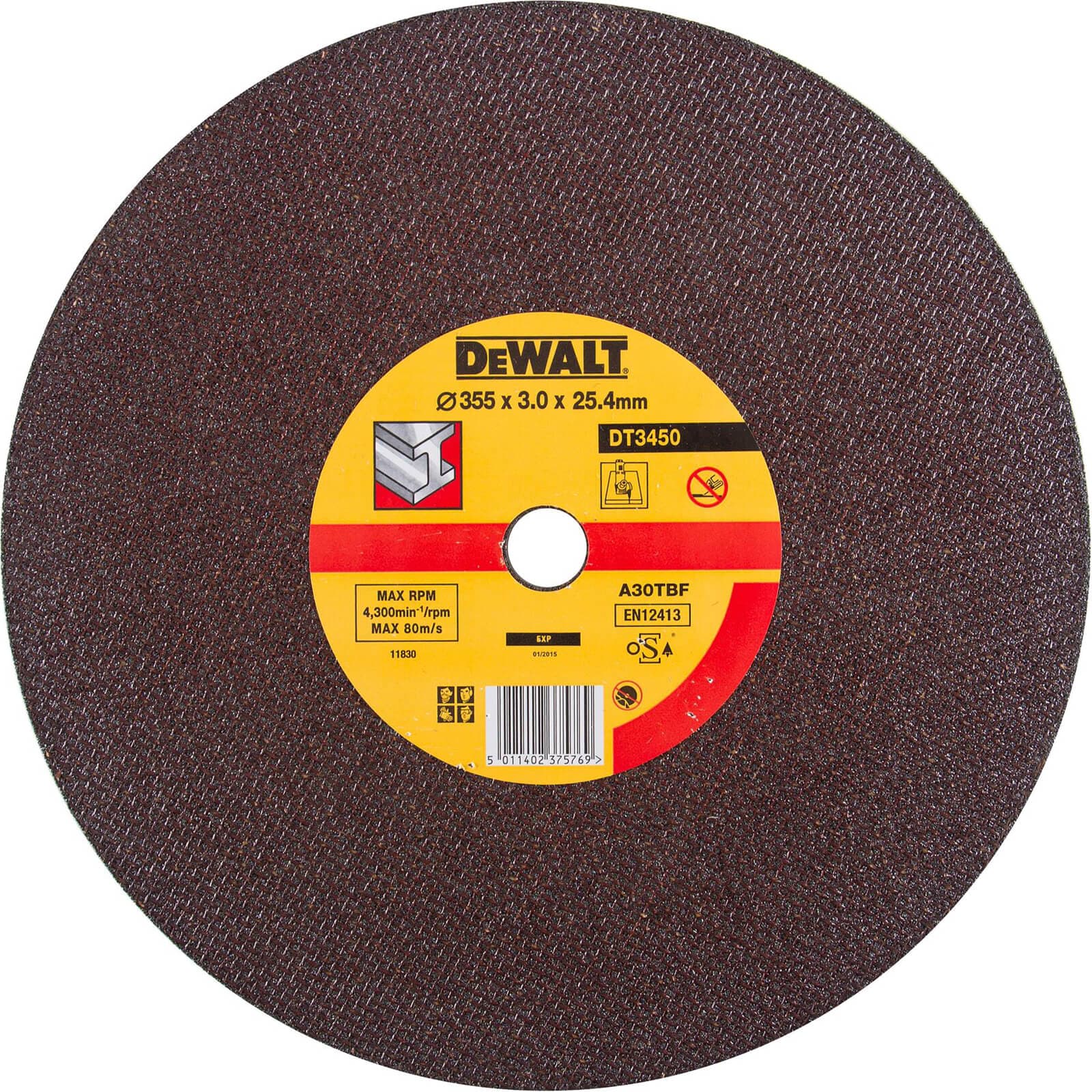 DeWalt DT3450 Chop Saw Metal Cutting Disc 355mm 355mm 3mm 25.4mm