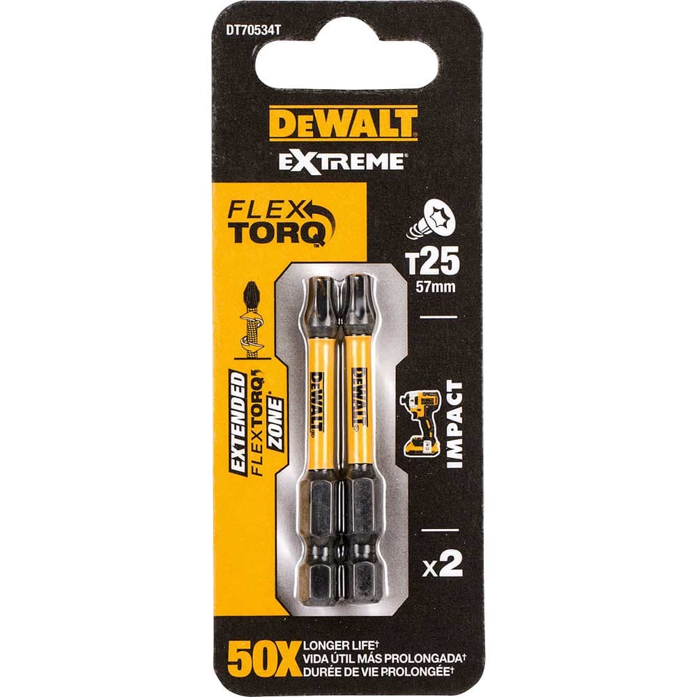 DeWalt Torx Extreme Impact Torsion Screwdriver Bit T25 50mm Pack of 2