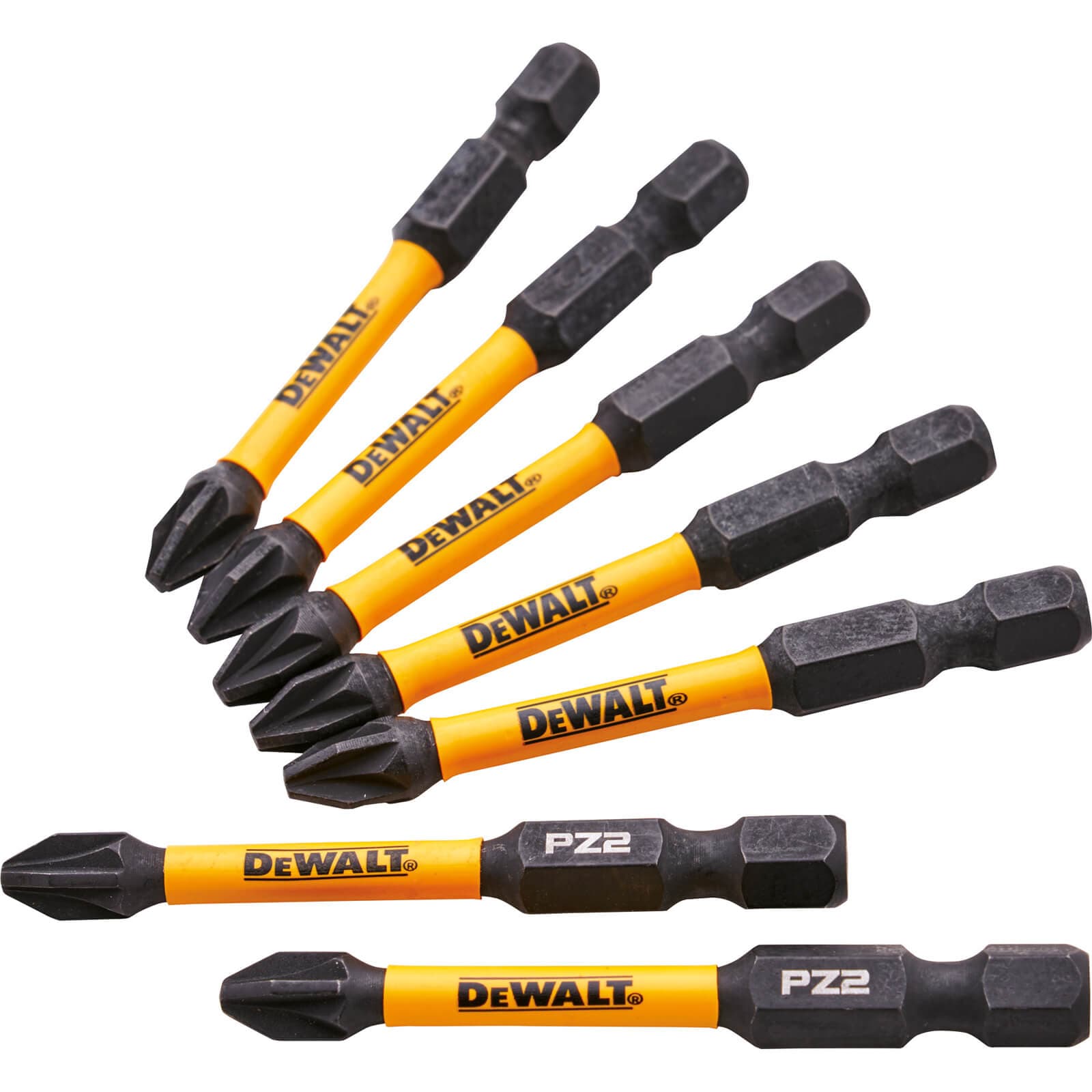 DeWalt Pozi Extreme Impact Torsion Screwdriver Bit PZ2 50mm Pack of 7