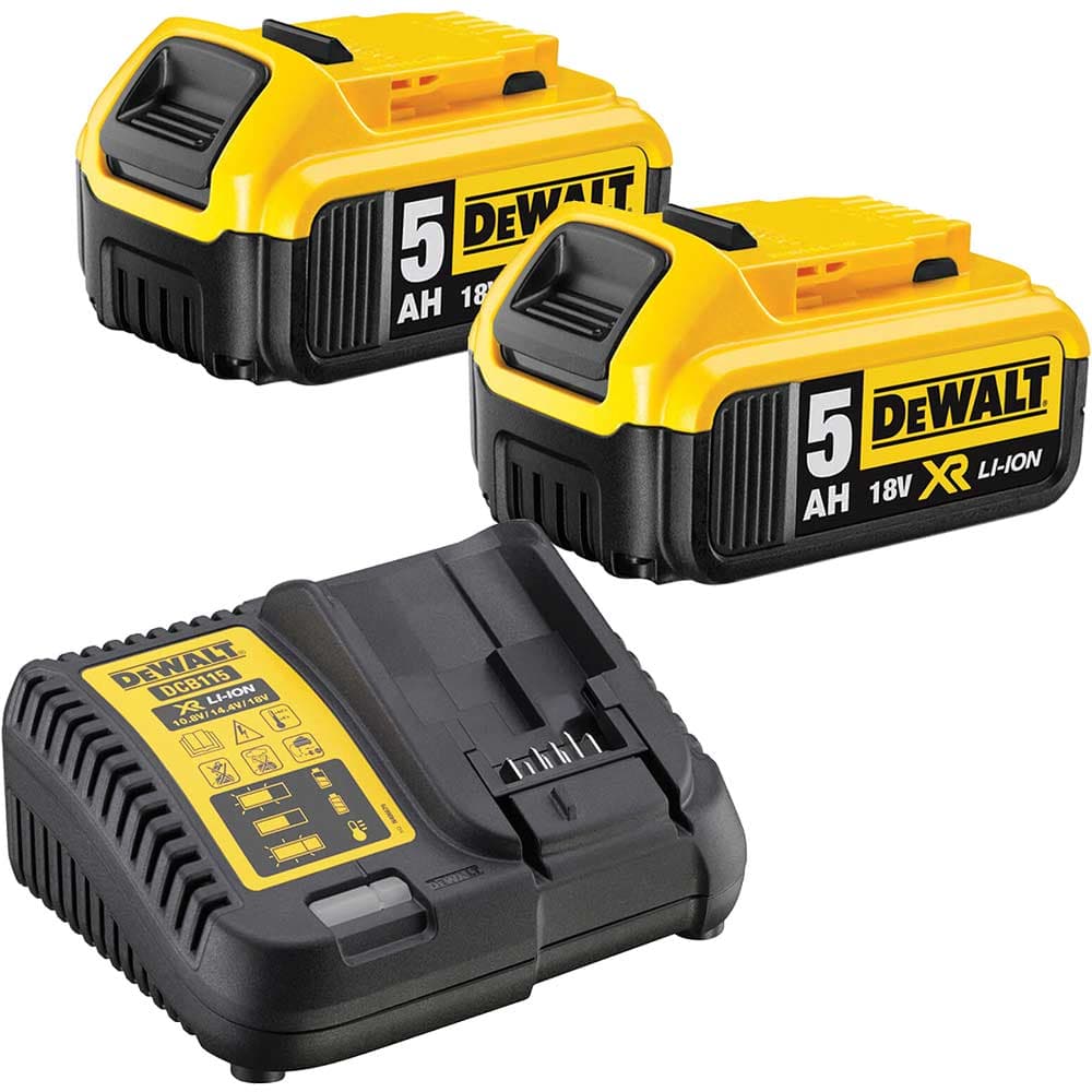DeWalt 18v XR Cordless Twin Li-ion Battery and Charger Pack 5ah 5ah