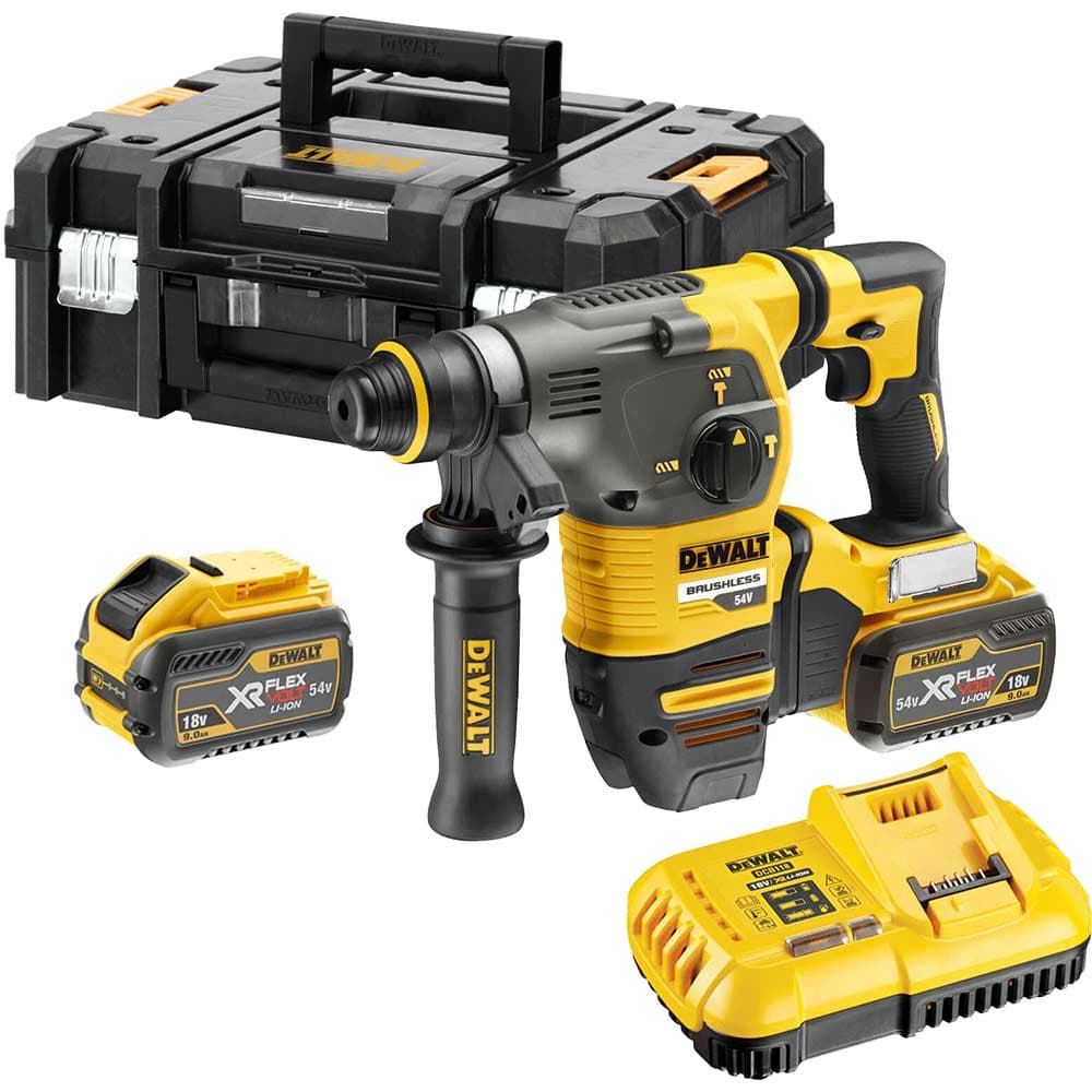 DeWalt DCH333 54v XR Cordless Brushless FLEXVOLT SDS Hammer Drill 2 x 9ah Li-ion Battery Charger Case