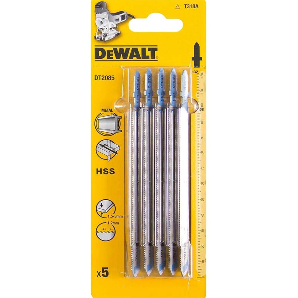 DeWalt T318A HSS Metal Cutting Jigsaw Blades Pack of 5