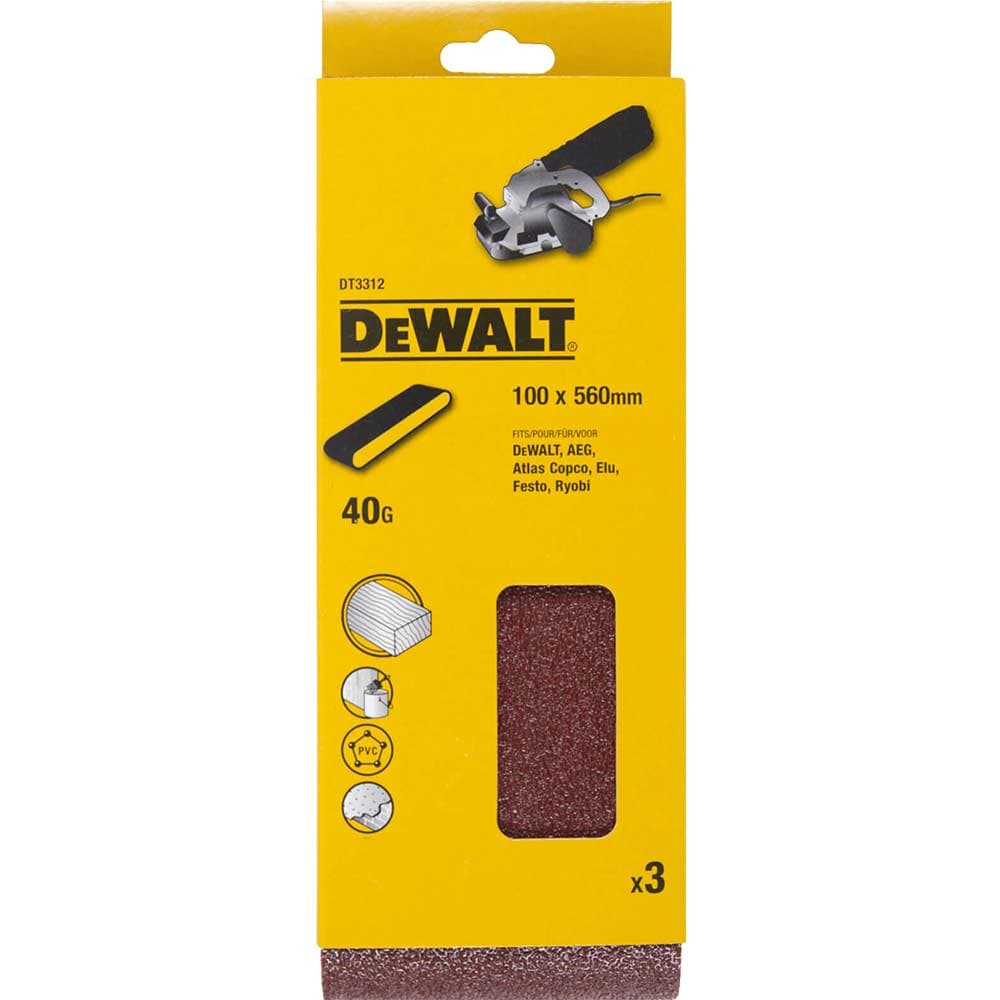 DeWalt 100 x 560mm Sanding Belts 100mm x 560mm 40g Pack of 3