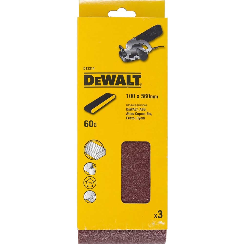 DeWalt 100 x 560mm Sanding Belts 100mm x 560mm 60g Pack of 3