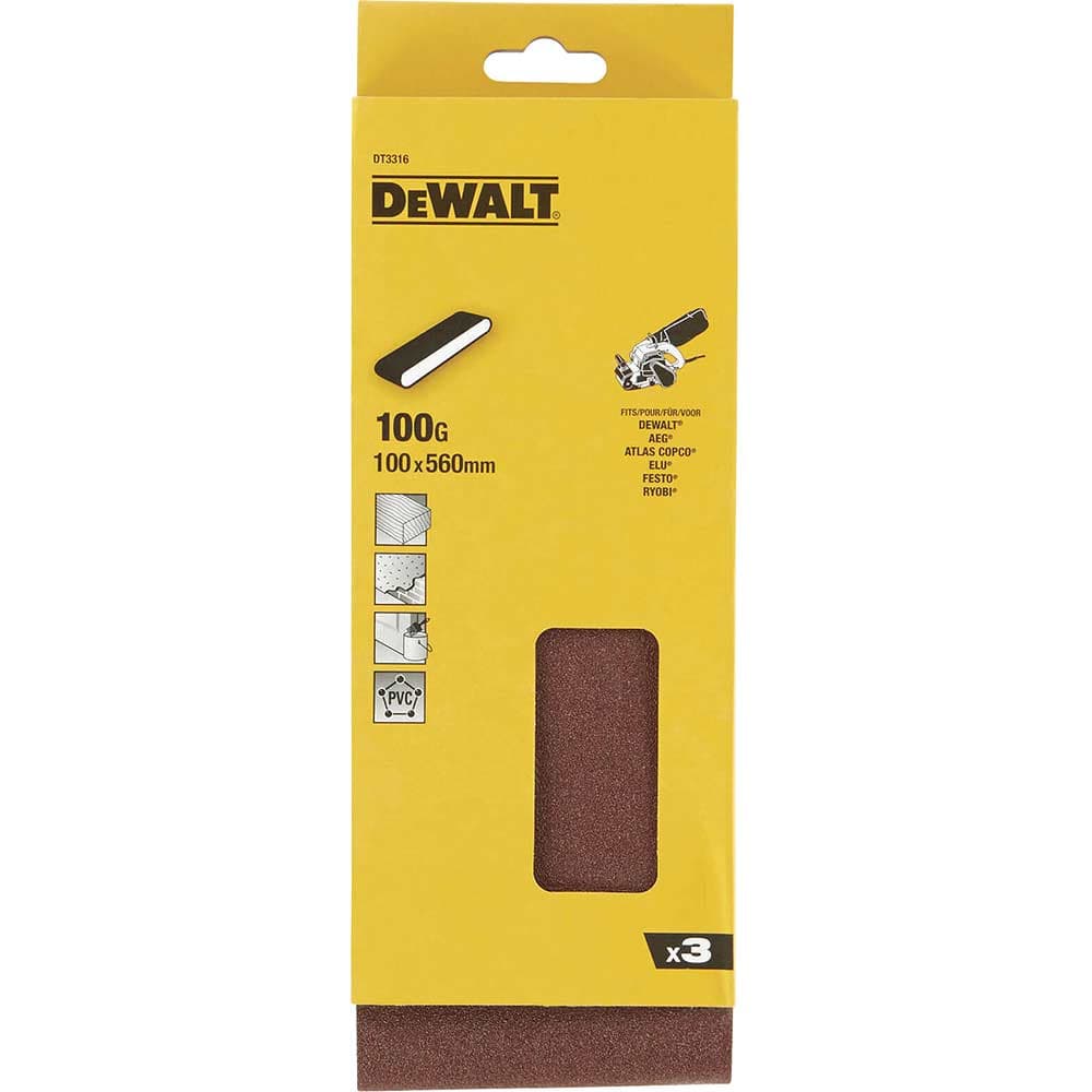 DeWalt 100 x 560mm Sanding Belts 100mm x 560mm 100g Pack of 3