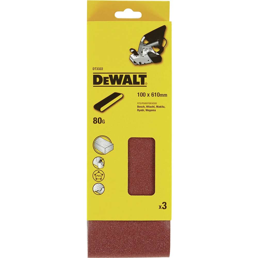 DeWalt 100 x 610mm Multi Purpose Sanding Belts 100mm x 610mm 80g Pack of 3