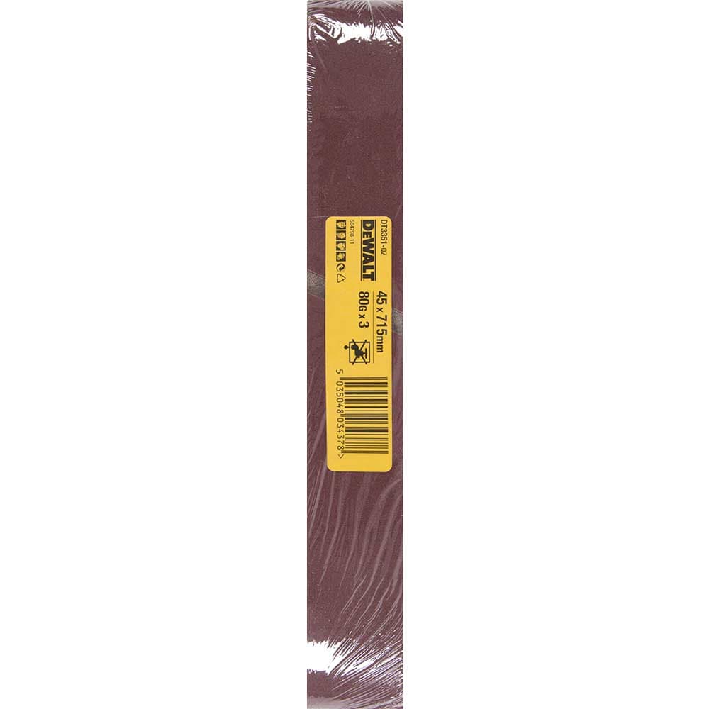 DeWalt 45 x 715mm Sanding Belts 45mm x 715mm 80g Pack of 3