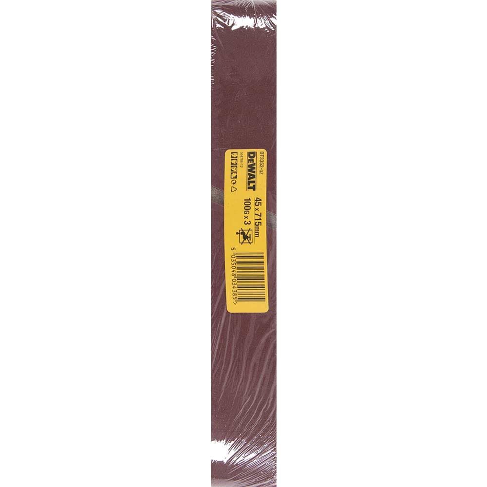 DeWalt 45 x 715mm Sanding Belts 45mm x 715mm 100g Pack of 3