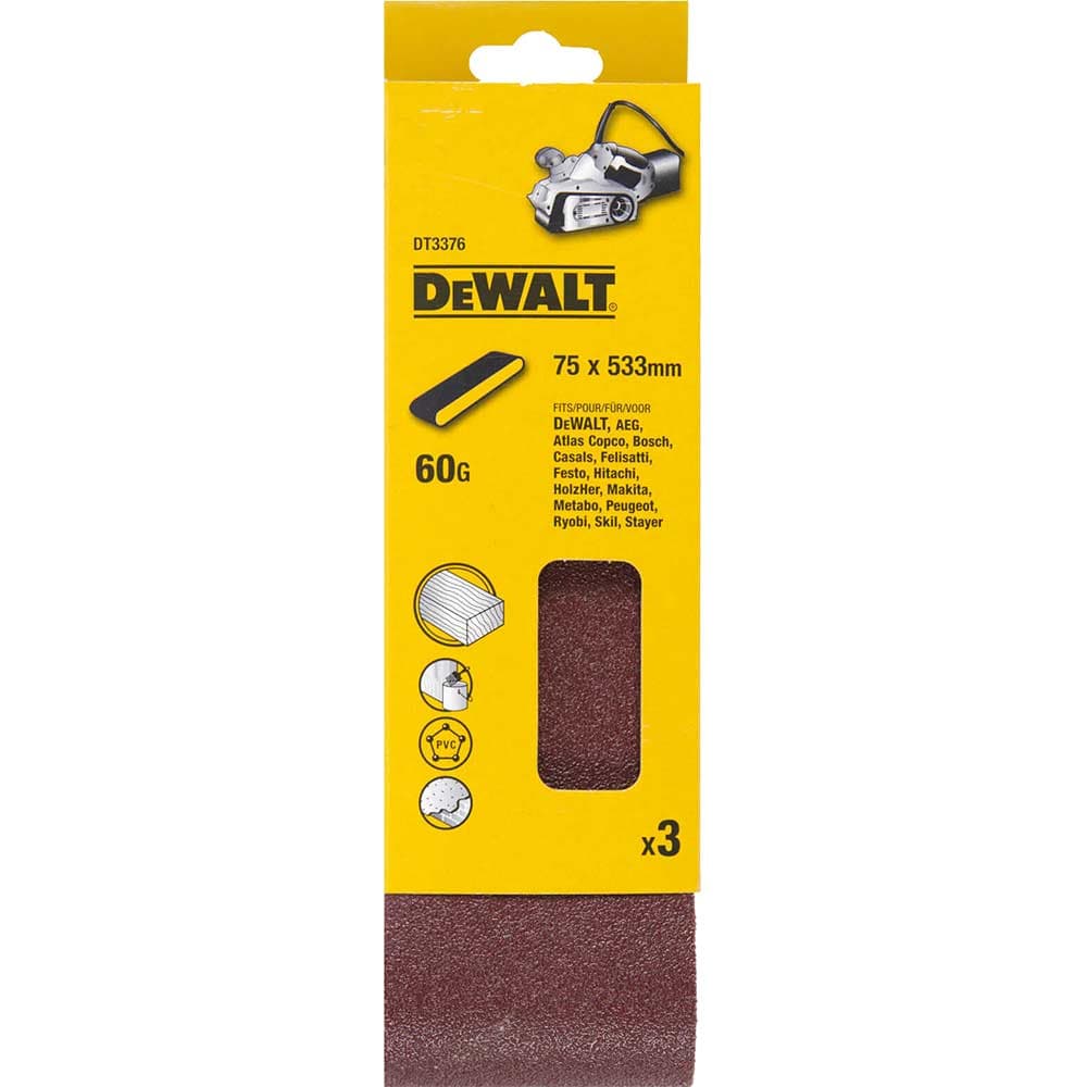 DeWalt 75 x 533mm Sanding Belts 75mm x 533mm 60g Pack of 3
