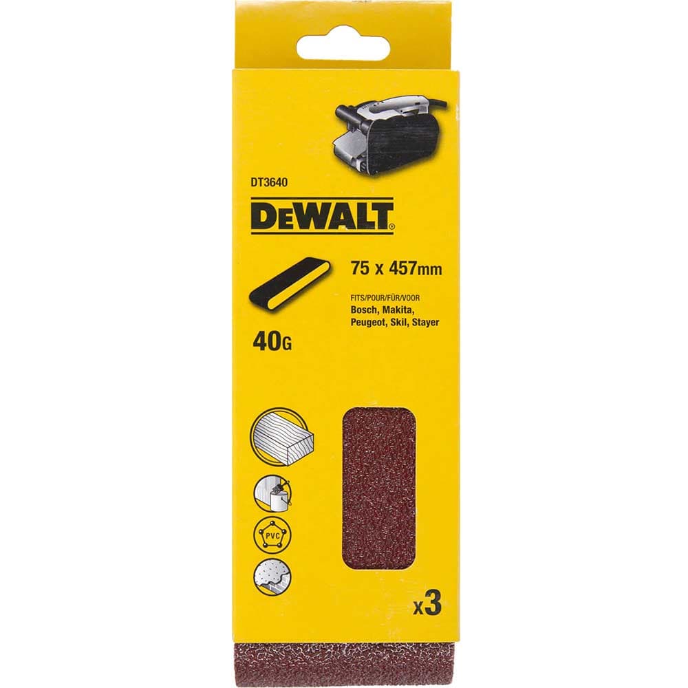 DeWalt 75 X 457mm Sanding Belts 75mm x 457mm 40g Pack of 3