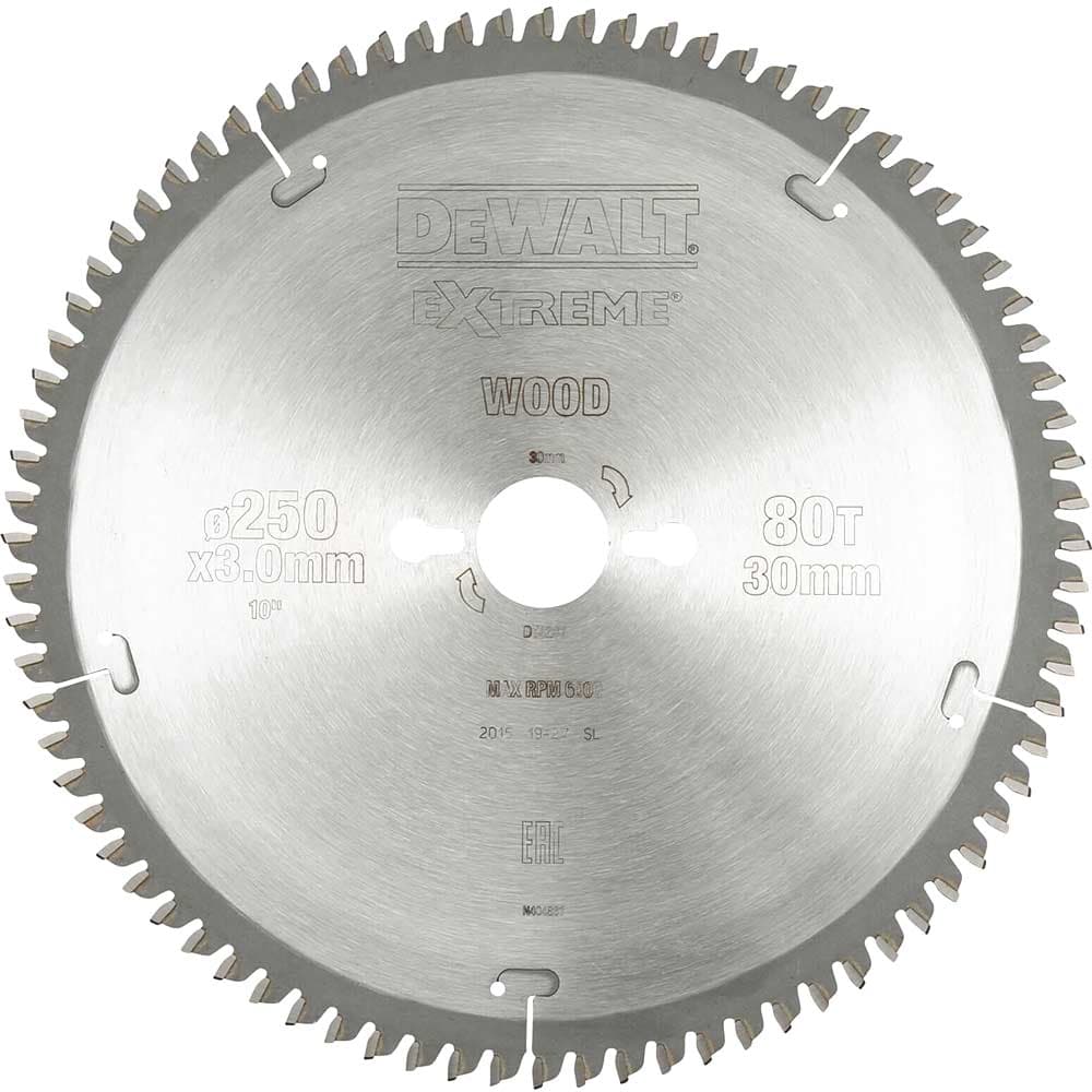DeWalt Extreme Wood Cutting Saw Blades 250mm 96T 30mm