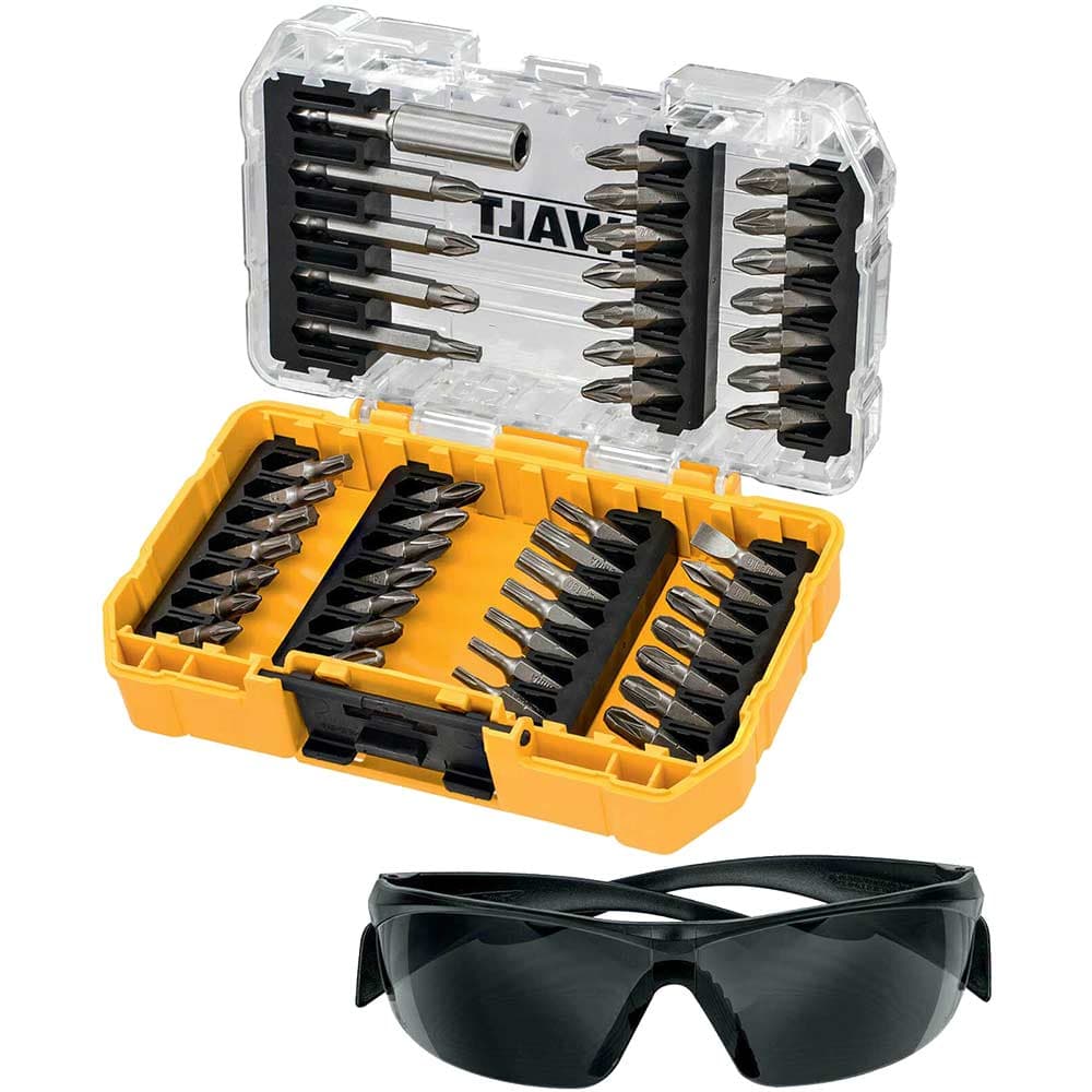 DeWalt 47 Piece Screwdriver Bit Set in Tough Case and Safety Glasses