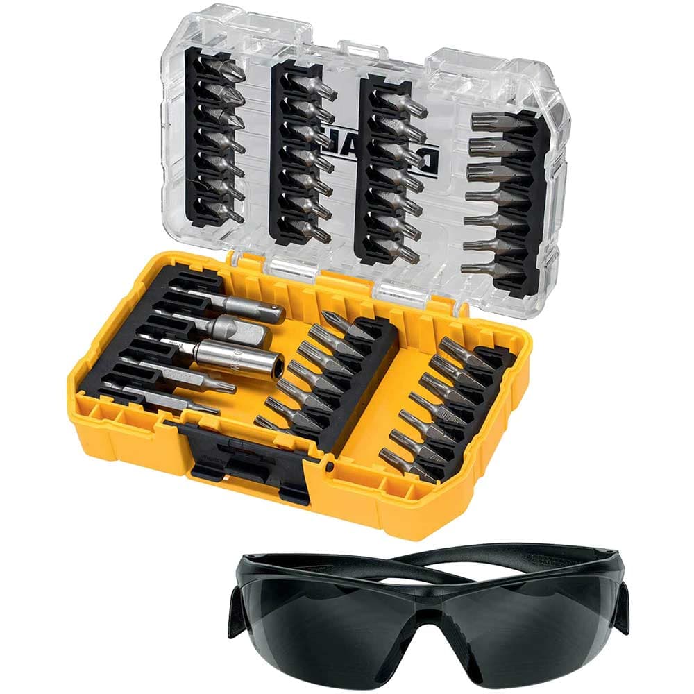 DeWalt 47 Piece Screwdriver Bit Set in Tough Case and Safety Glasses