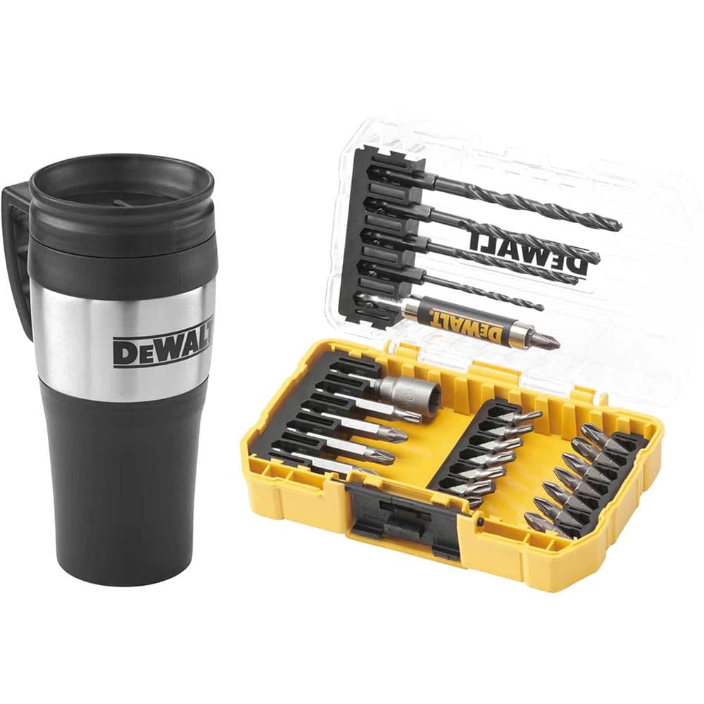 DeWalt 25 Piece Drill Screwdriver Bit Set and Mug in Tough Case
