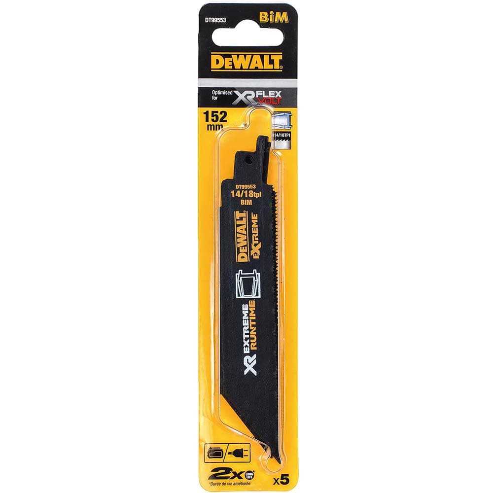 DeWalt Extreme Runtime Metal Cutting Reciprocating Sabre Saw Blades 150mm Pack of 5