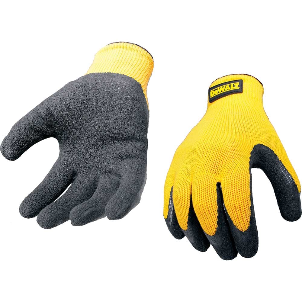 DeWalt Yellow Knit Back Latex Gloves Yellow / Grey L