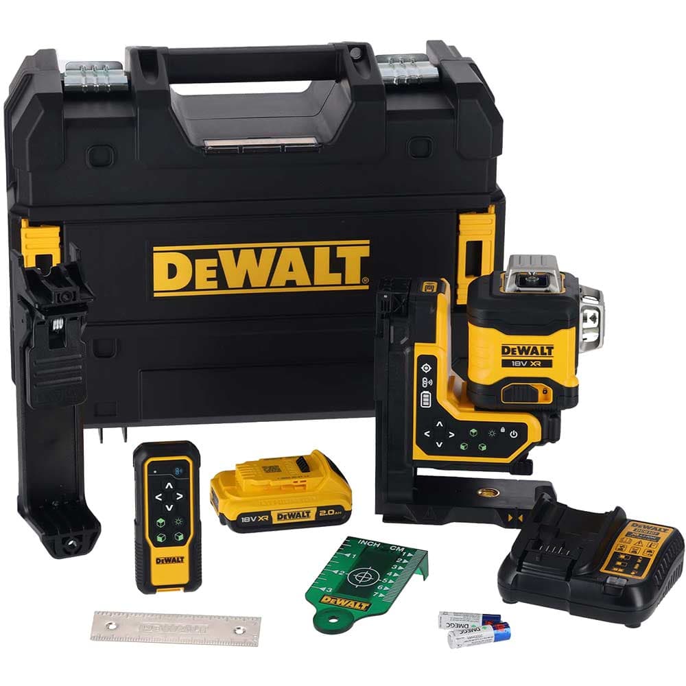 DeWalt DCLE34035 18v Cordless 360 Remote Control Green Laser Line Kit 1 x 2ah Li-ion Battery Charger Case