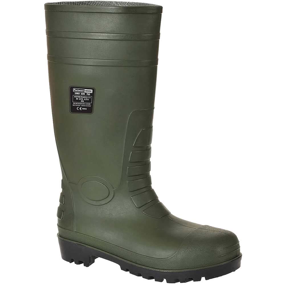 Portwest Total S5 Safety Wellington Boots Green Size 3