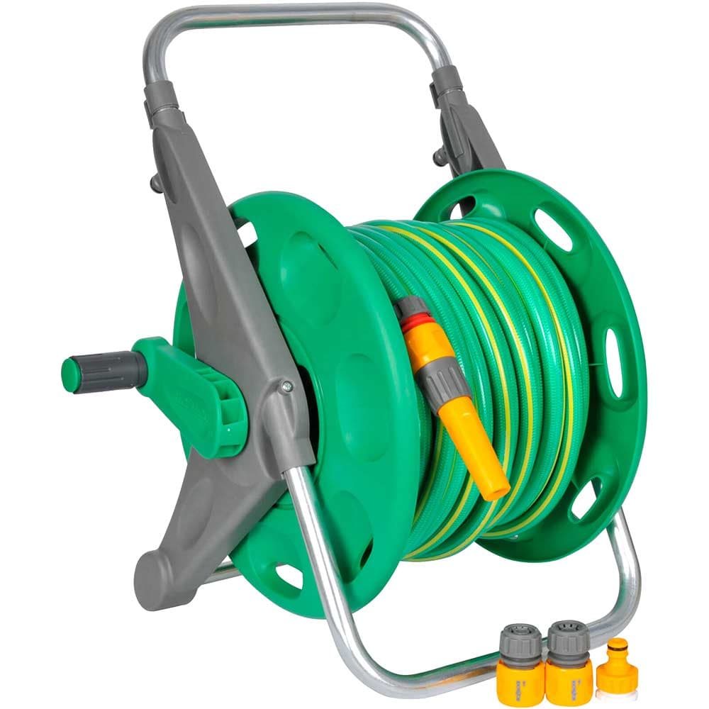 Floor Standing Hose Reel 1 2" 12.5mm 30m Grey &