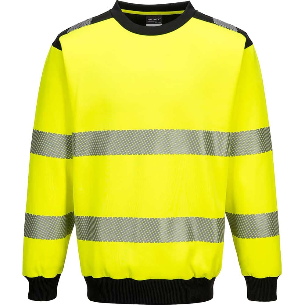Portwest PW3 Hi Vis Crew Neck Sweatshirt Yellow / Black L