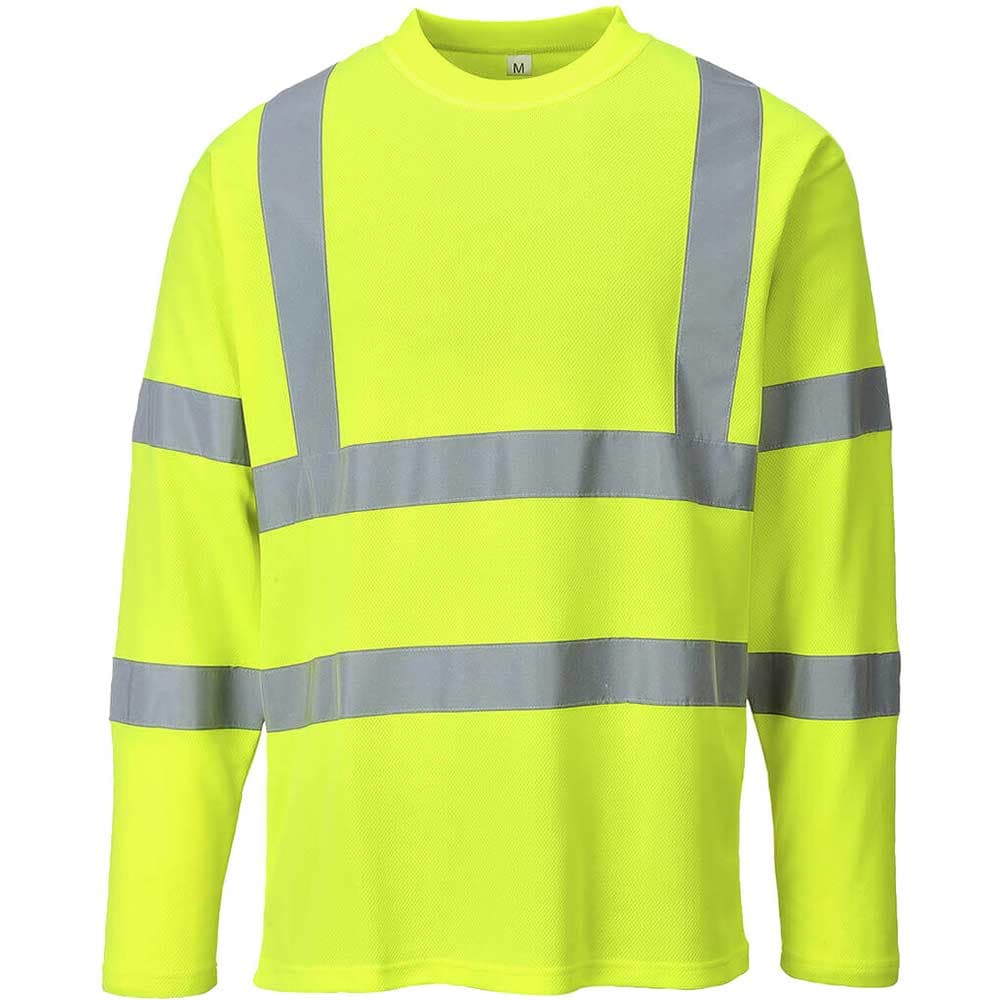 Portwest Mens Hi Vis Cotton Comfort Long Sleeve T Shirt Yellow 3XL