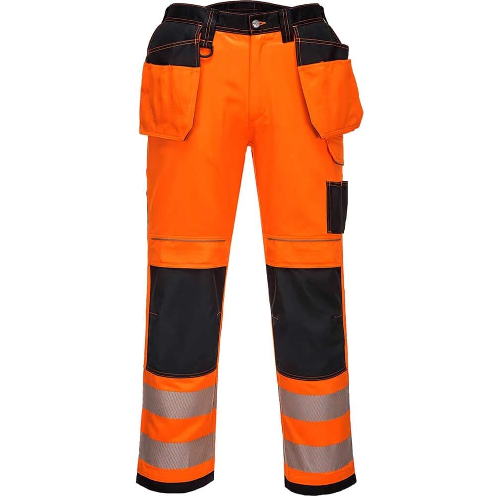 PW3 Hi Vis Holster Pocket Work Trousers Orange 28" 29"