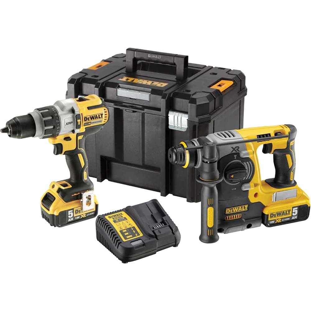 DeWalt DCK229P2T 18v XR Cordless Brushless Combi Drill and SDS Drill Kit 2 x 5ah Li-ion Battery Charger Case