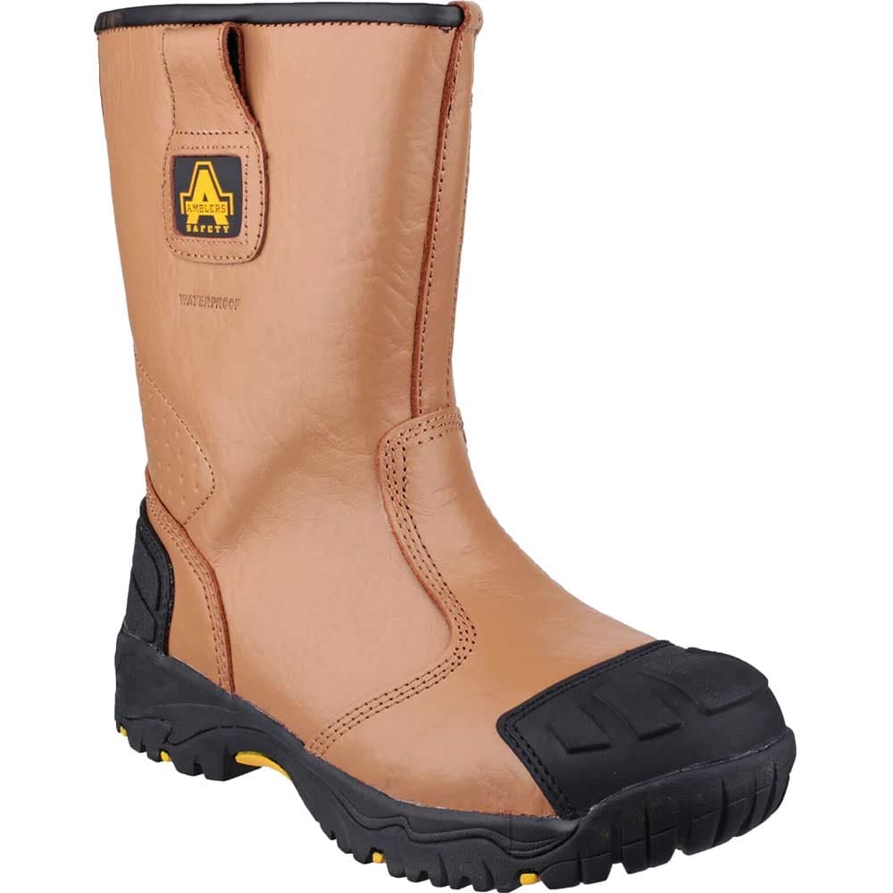 Amblers Mens Safety FS143 Waterproof Safety Rigger Boots Tan Size 9