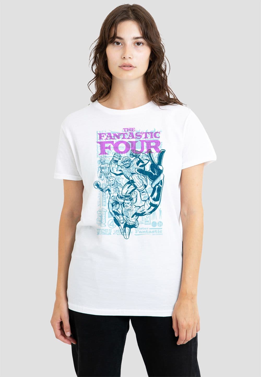 Fantastic Four Lineart Heroic First Family T Shirt