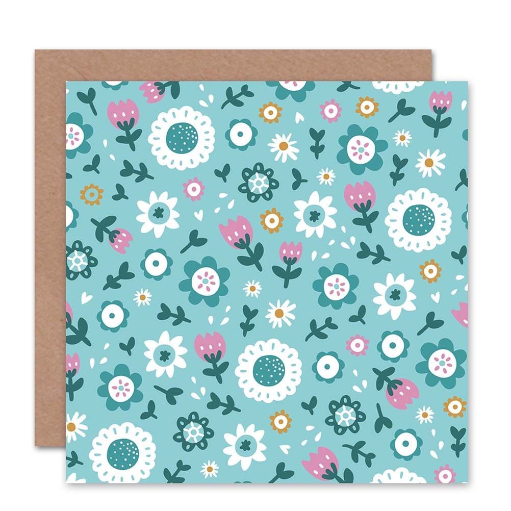 Scandi Style Spring Flower Pattern Her Floral Easter Card