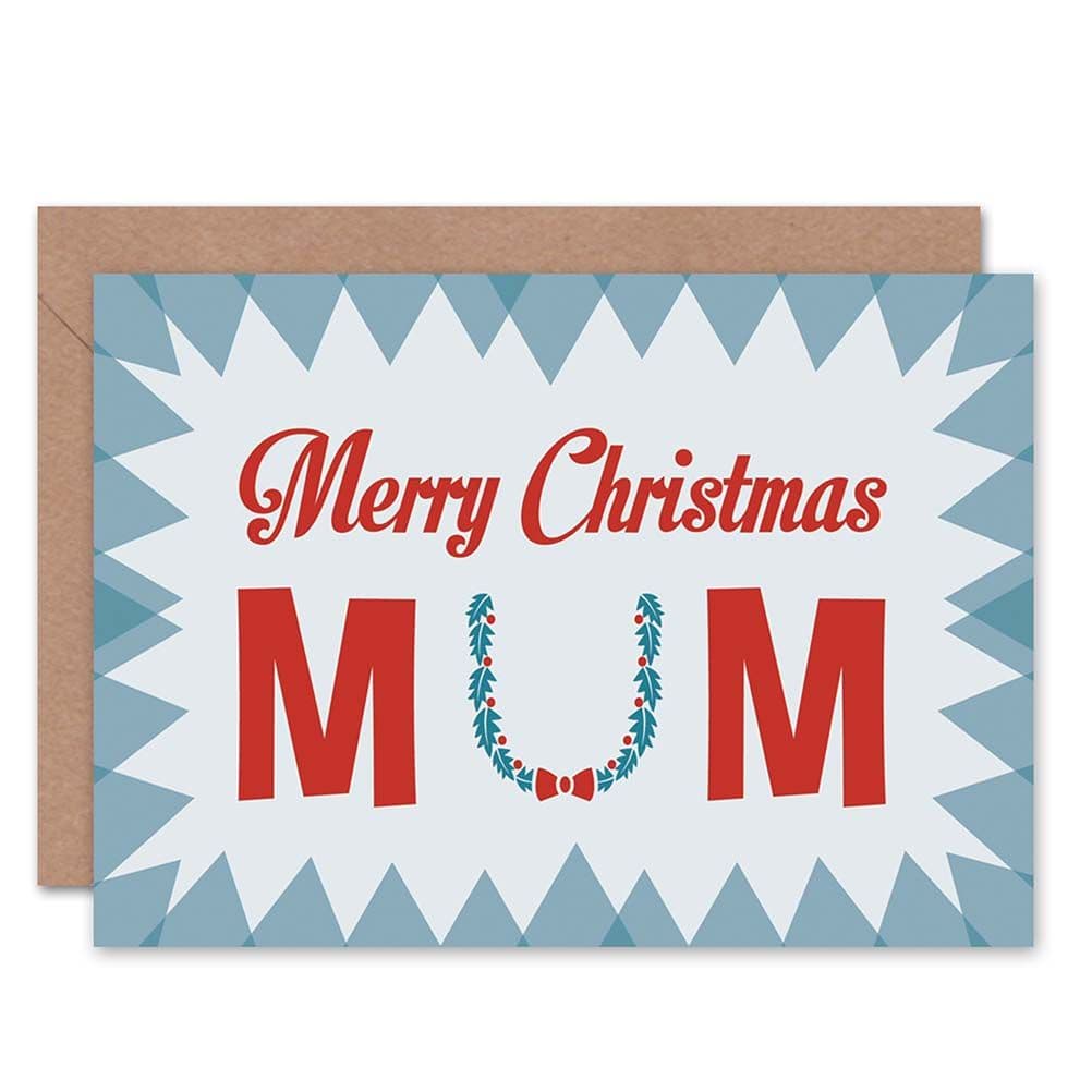 Xmas Merry Holly Wreath Present Christmas Mum Mother Card
