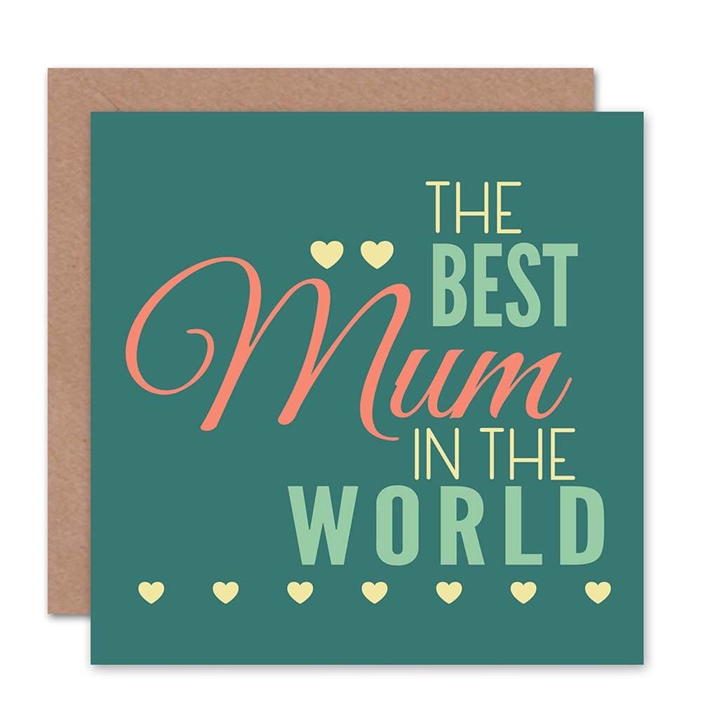 Best Mum World Love Heart Mothers Day Card