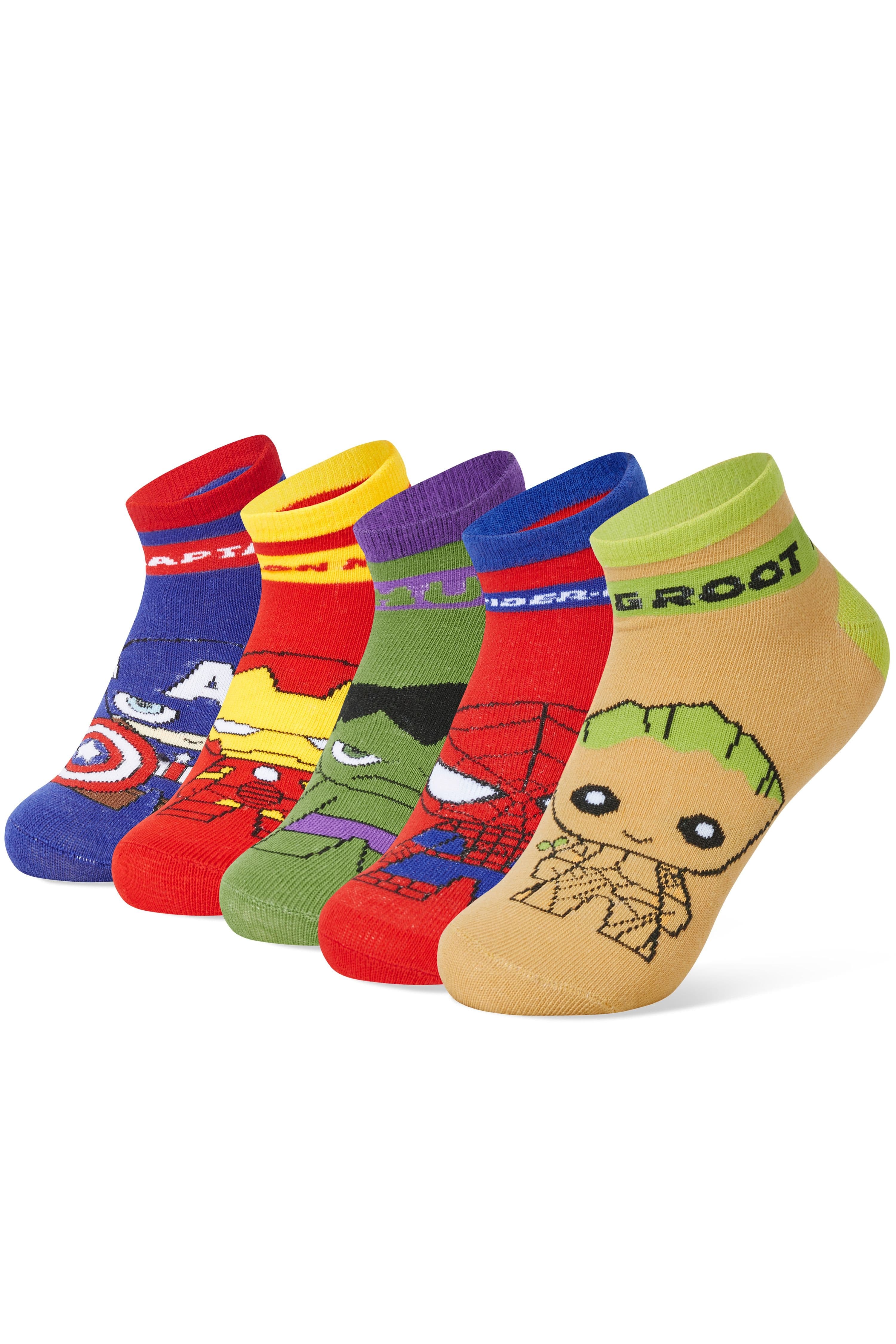 5 Pack Avengers Ankle Socks Ankle Breathable Sports Novelty Gift 3.5 5.5