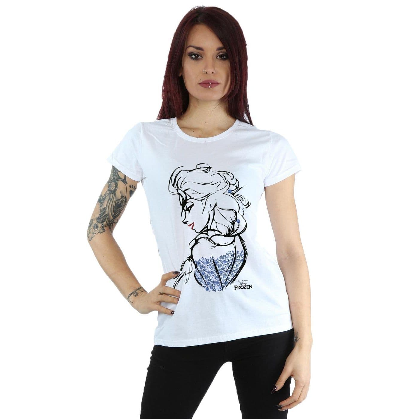 Frozen Elsa Sketch Mono Cotton T Shirt