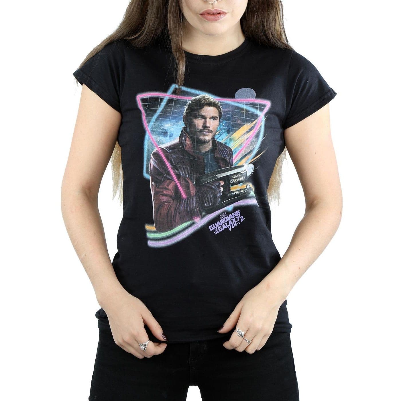 Guardians Galaxy Neon Star Lord Cotton T Shirt