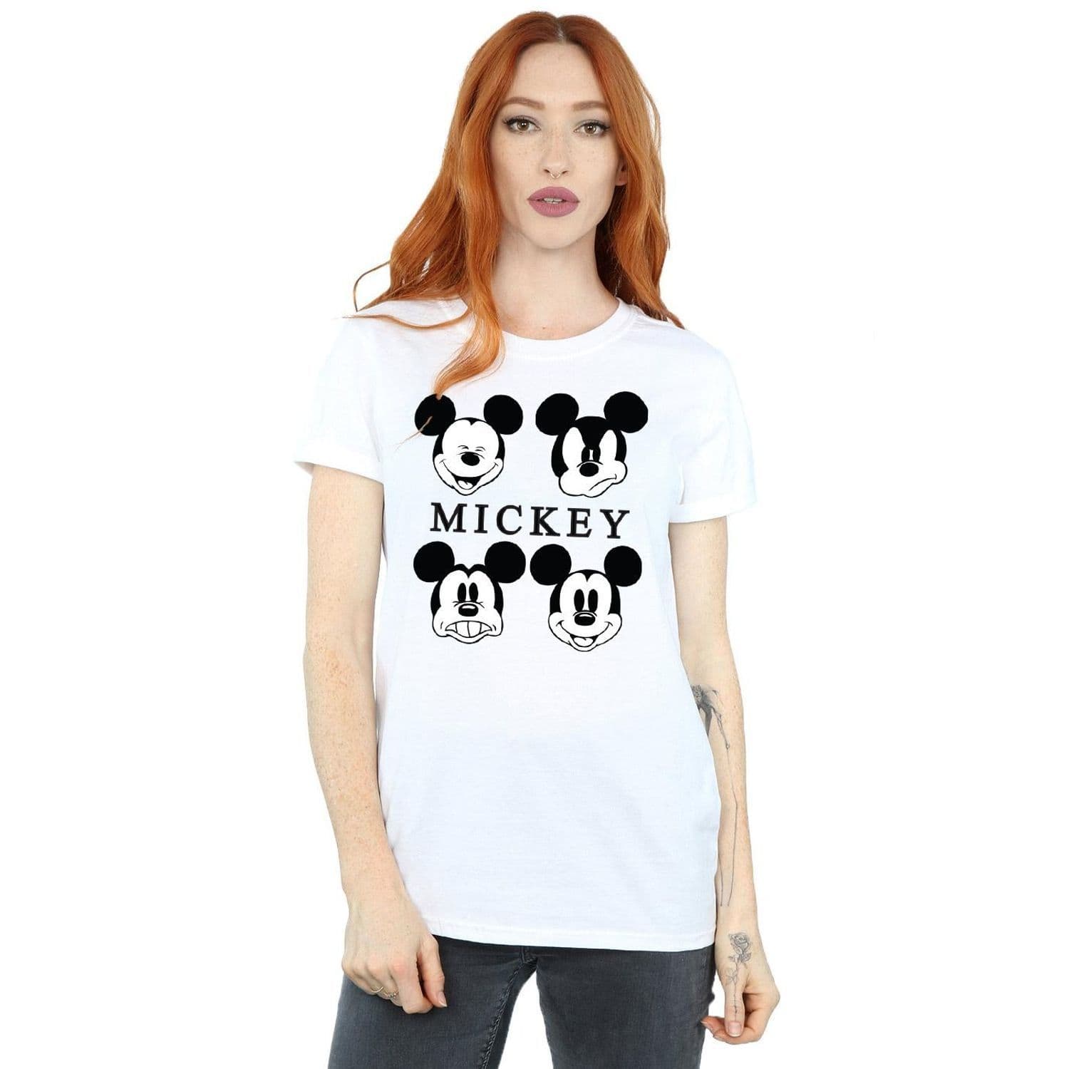 Mickey Mouse Head Cotton Boyfriend T Shirt