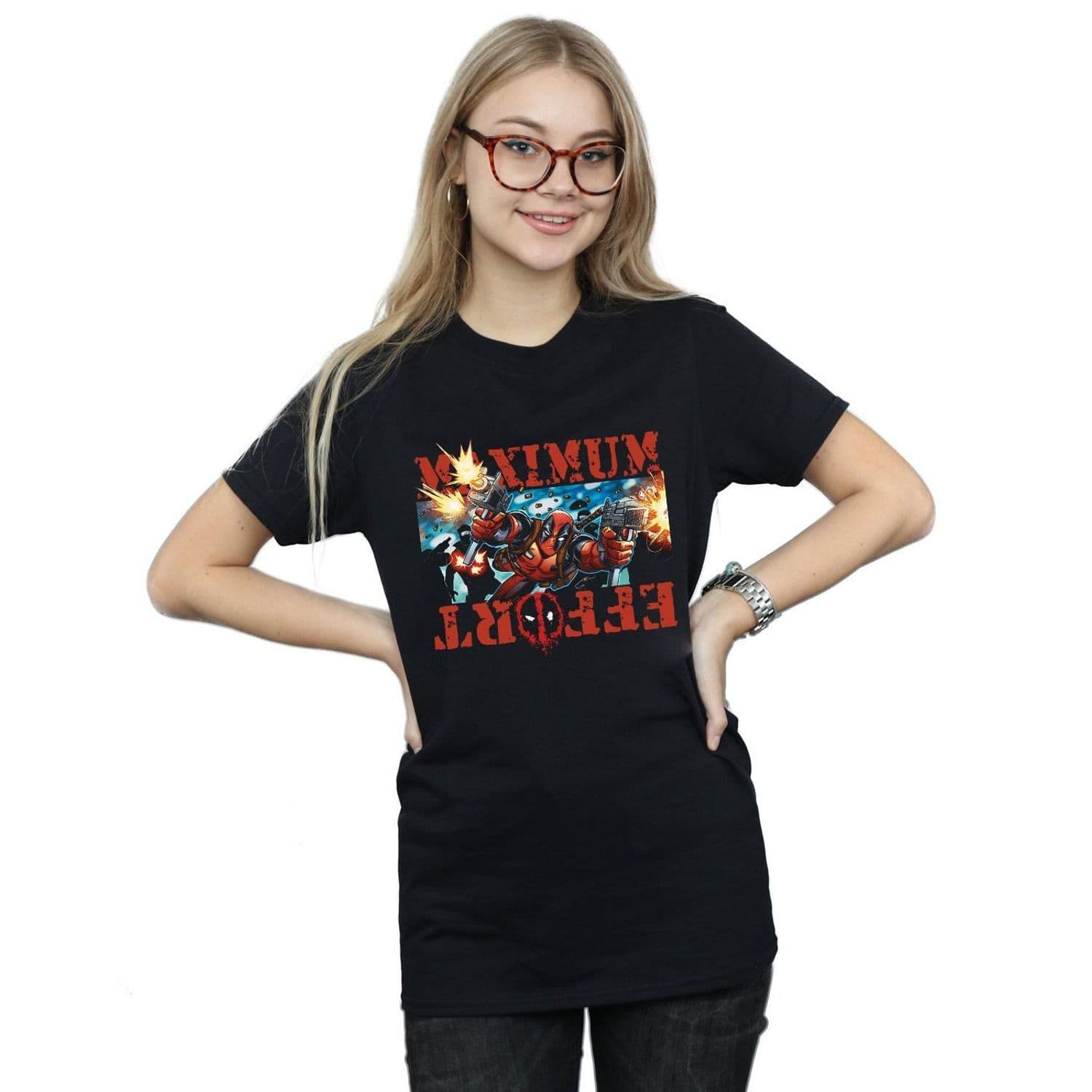 Deadpool Maximum Effort Cotton Boyfriend T Shirt