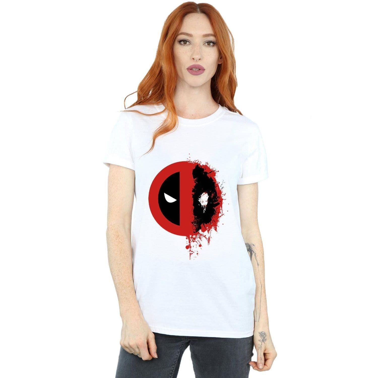 Deadpool Split Splat Logo Cotton Boyfriend T Shirt