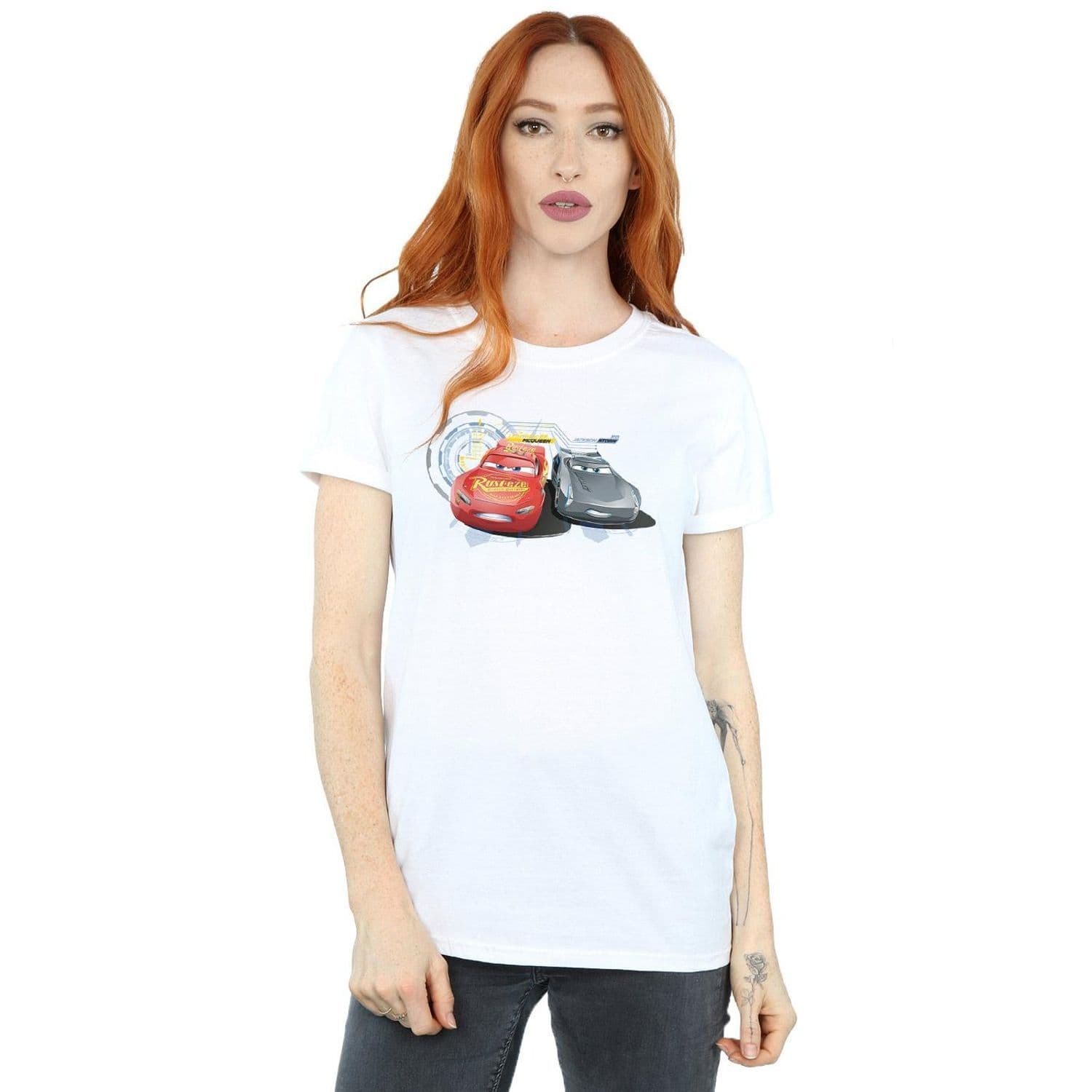 Cars Lightning Vs Storm Cotton Boyfriend T Shirt