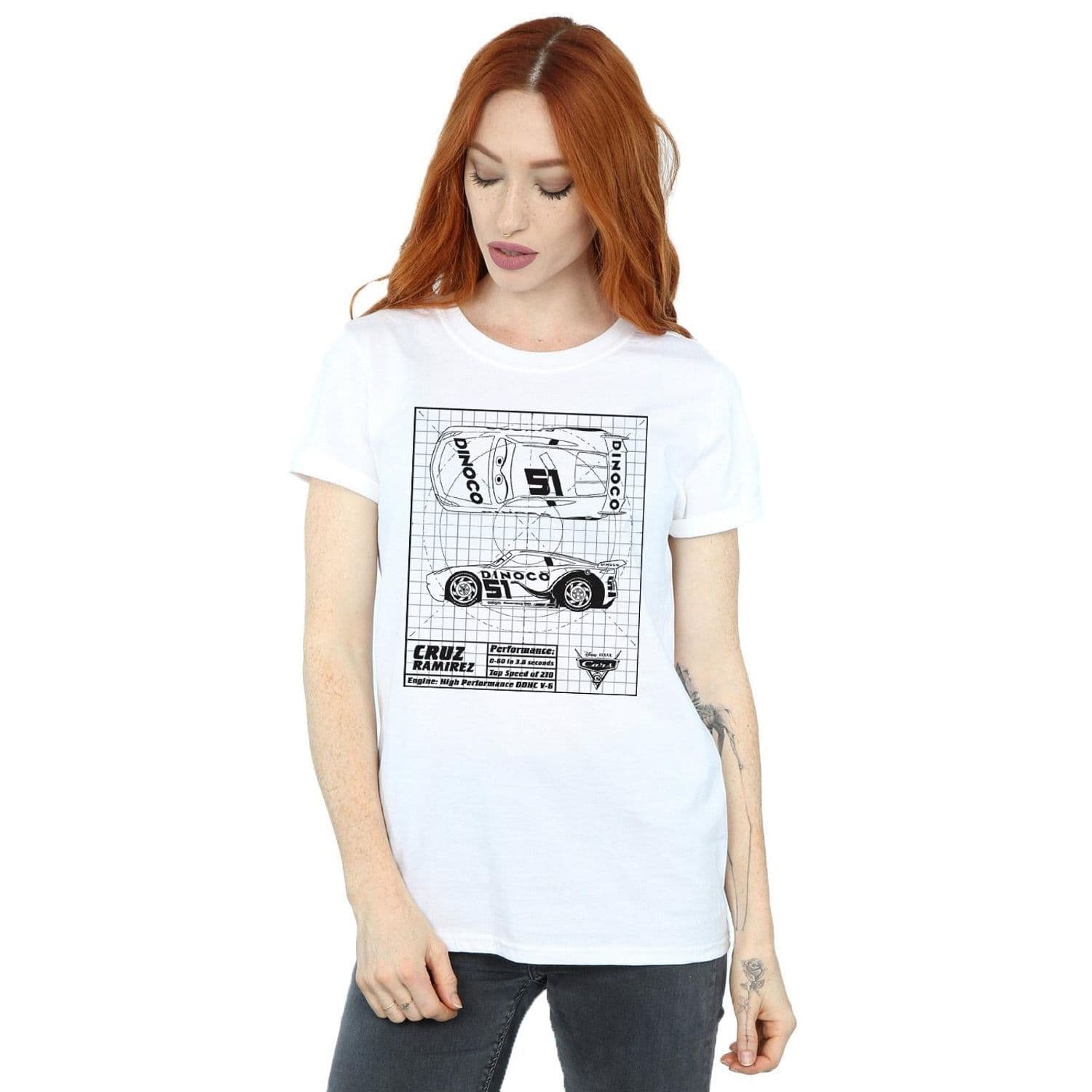 Cars Cruz Ramirez Blueprint Cotton Boyfriend T Shirt