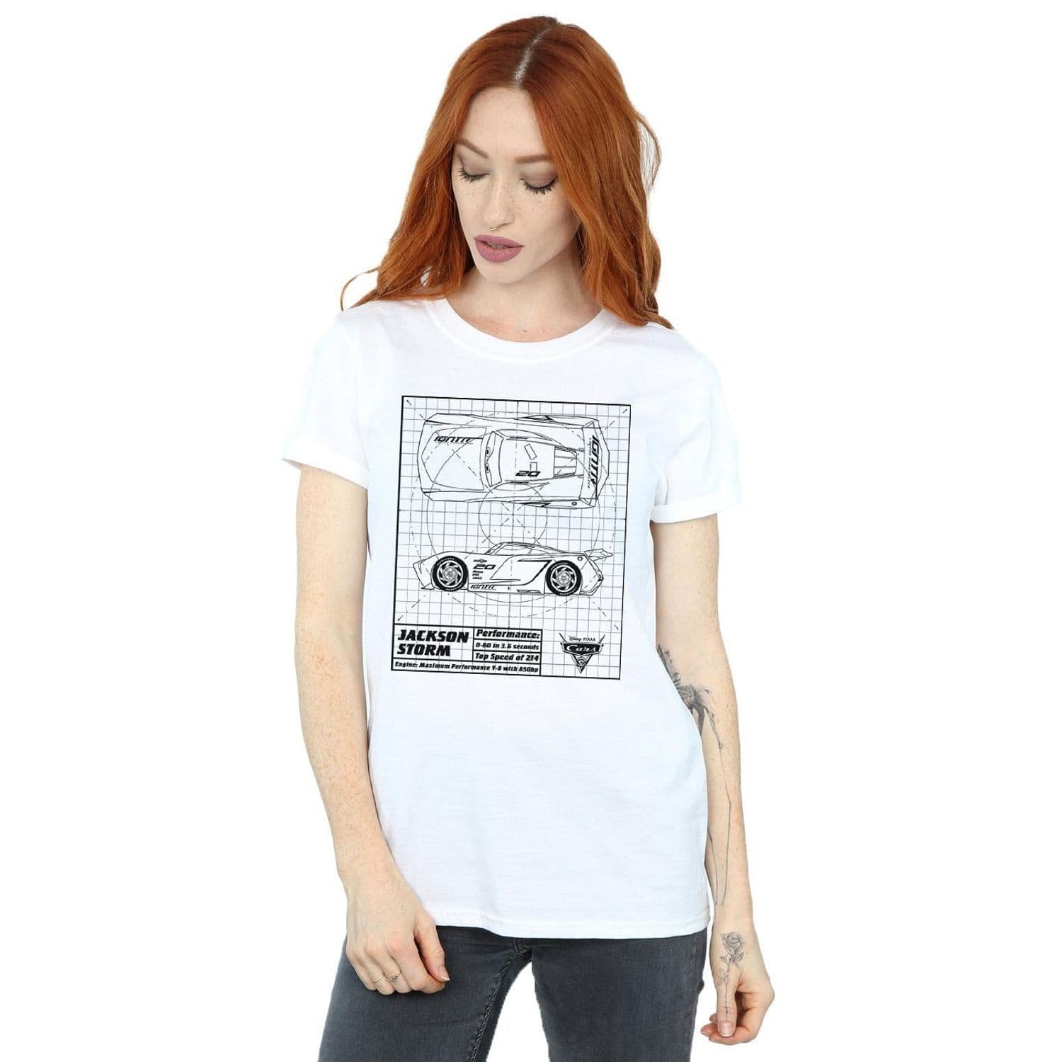 Cars Jackson Storm Blueprint Cotton Boyfriend T Shirt