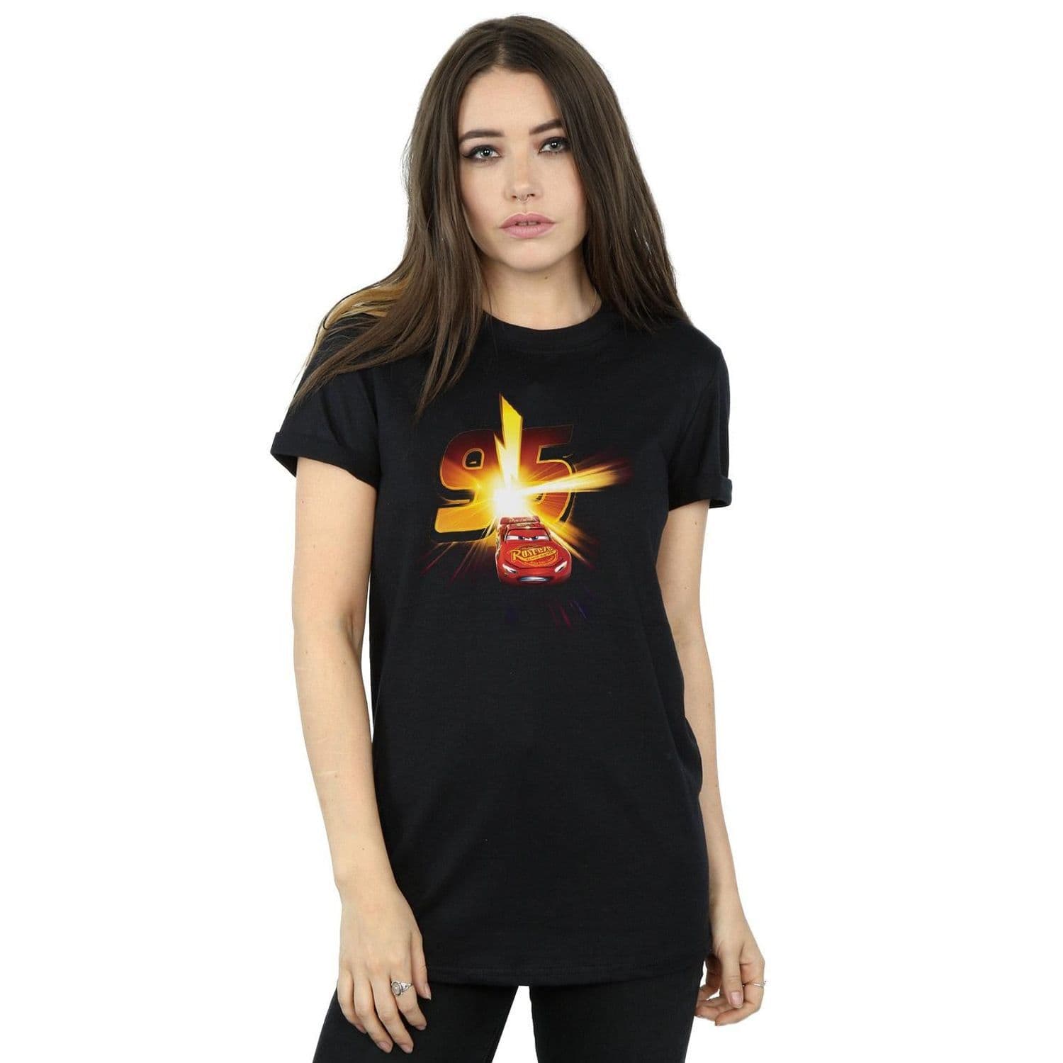 Cars Lightning McQueen Burst Cotton Boyfriend T Shirt